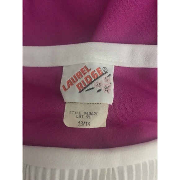True Vintage Dress Size 13/14 Laurel Ridge Pink White Pleated Polyester Retro - Picture 12 of 12